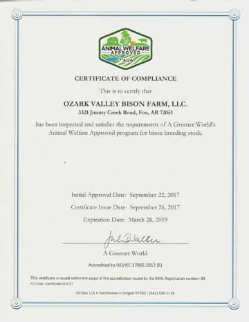 Our AWA Certificate