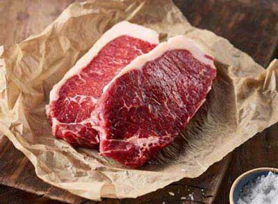 White fat of grain fed beef